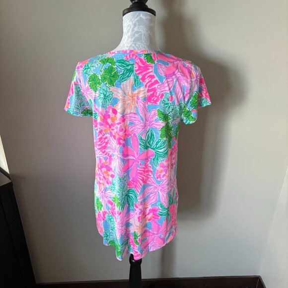 Lilly Pulitzer Etta V Neck Top Tshirt Floral Colorful Womens Casual Size Small - Picture 4 of 5